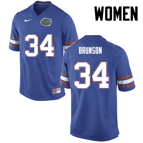 Women Florida Gators #34 Lacedrick Brunson College Football Jerseys-Blue